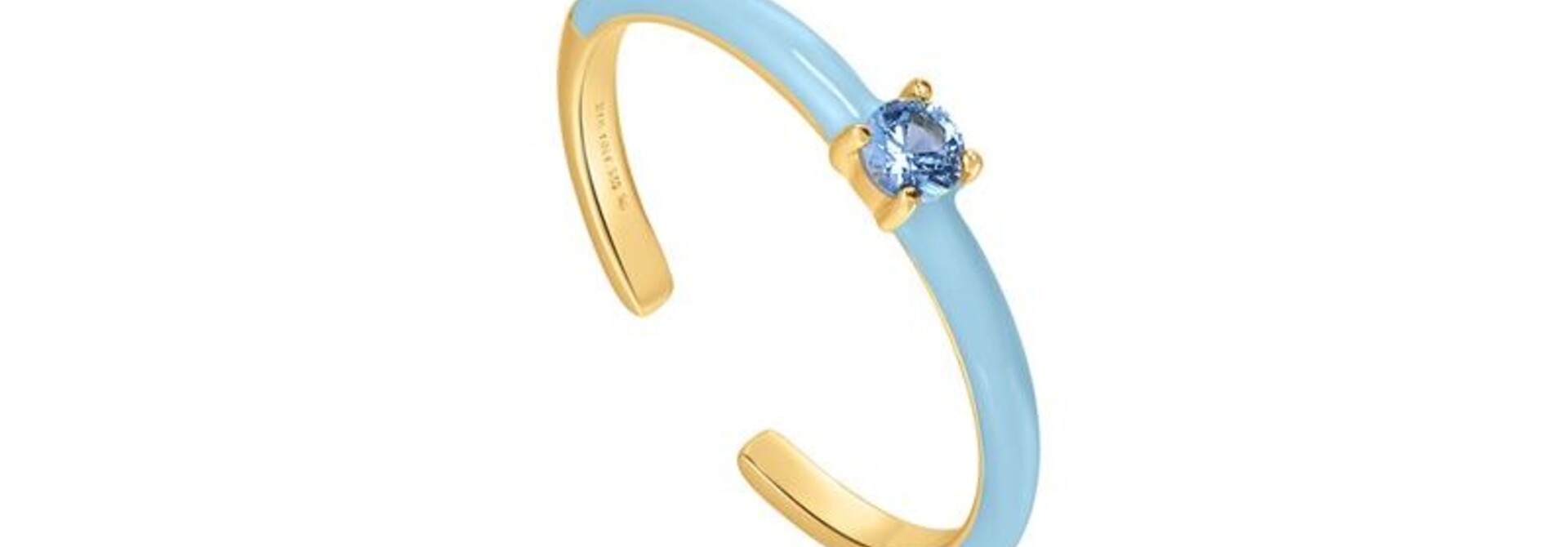 Powder Blue Enamel  Verstelbare Ring   - Gold plated