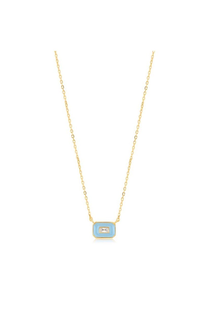 Powder Blue Enamel Emblem  Necklace