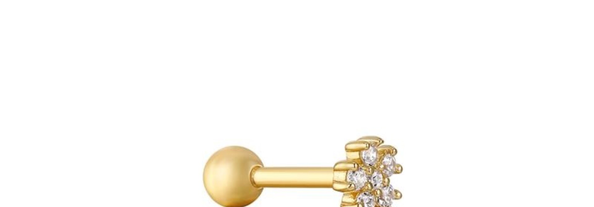 Sparkle Flower Barbell Single Piercing- Gold plated