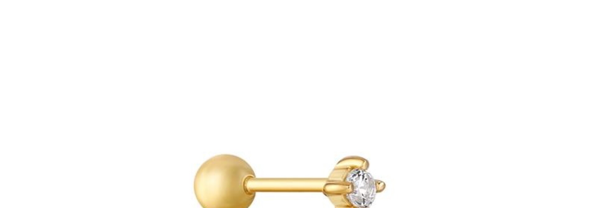 Double Sparkle Barbell Single Piercing- Gold plated
