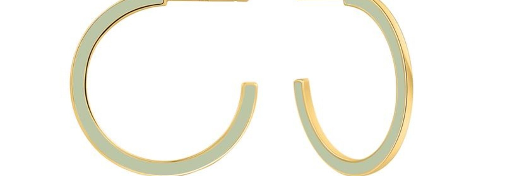 Sage Enamel Oorringen - Gold plated