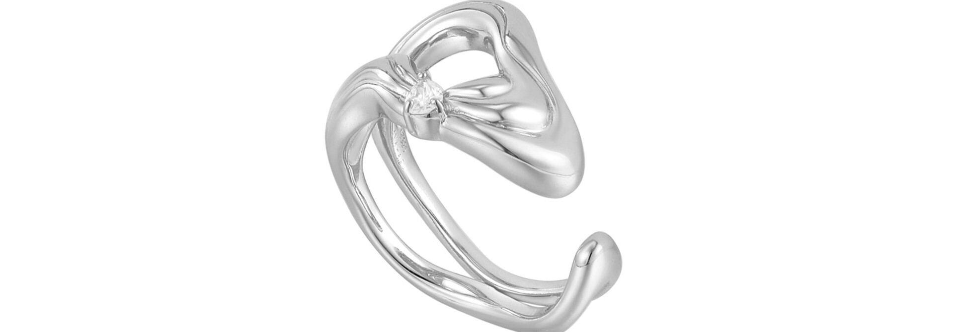 Twisted Wave Wide Verstelbare Ring - Zilver