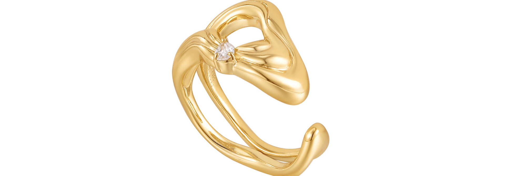 Twisted Wave Wide Verstelbare Ring   - Gold plated