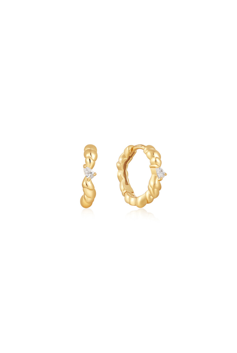 Twisted Wave Huggie Hoop Earrings