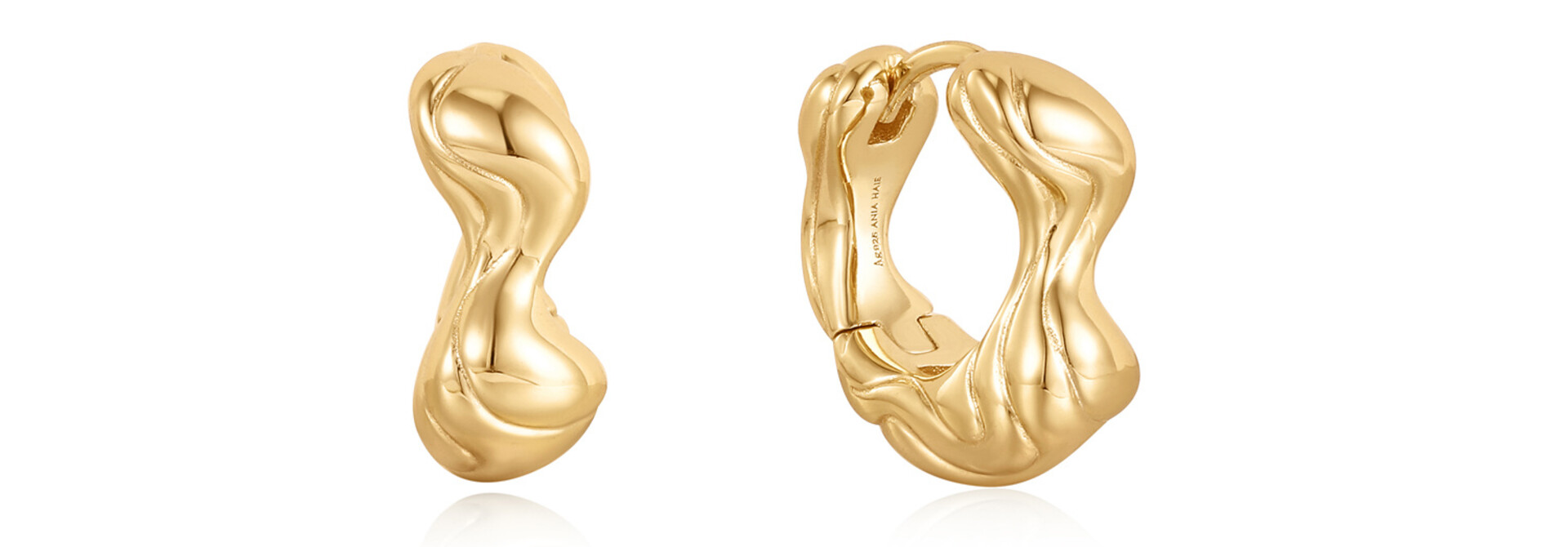 Twisted Wave Thick Oorringen - Gold plated
