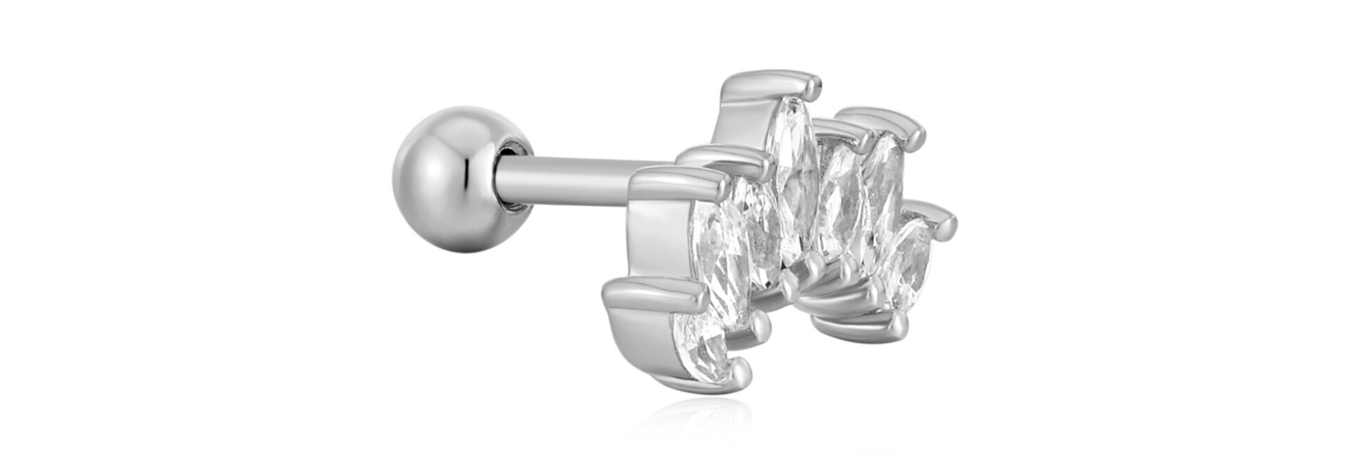 Sparkle Marquise Climber Barbell Single Piercing - Zilver