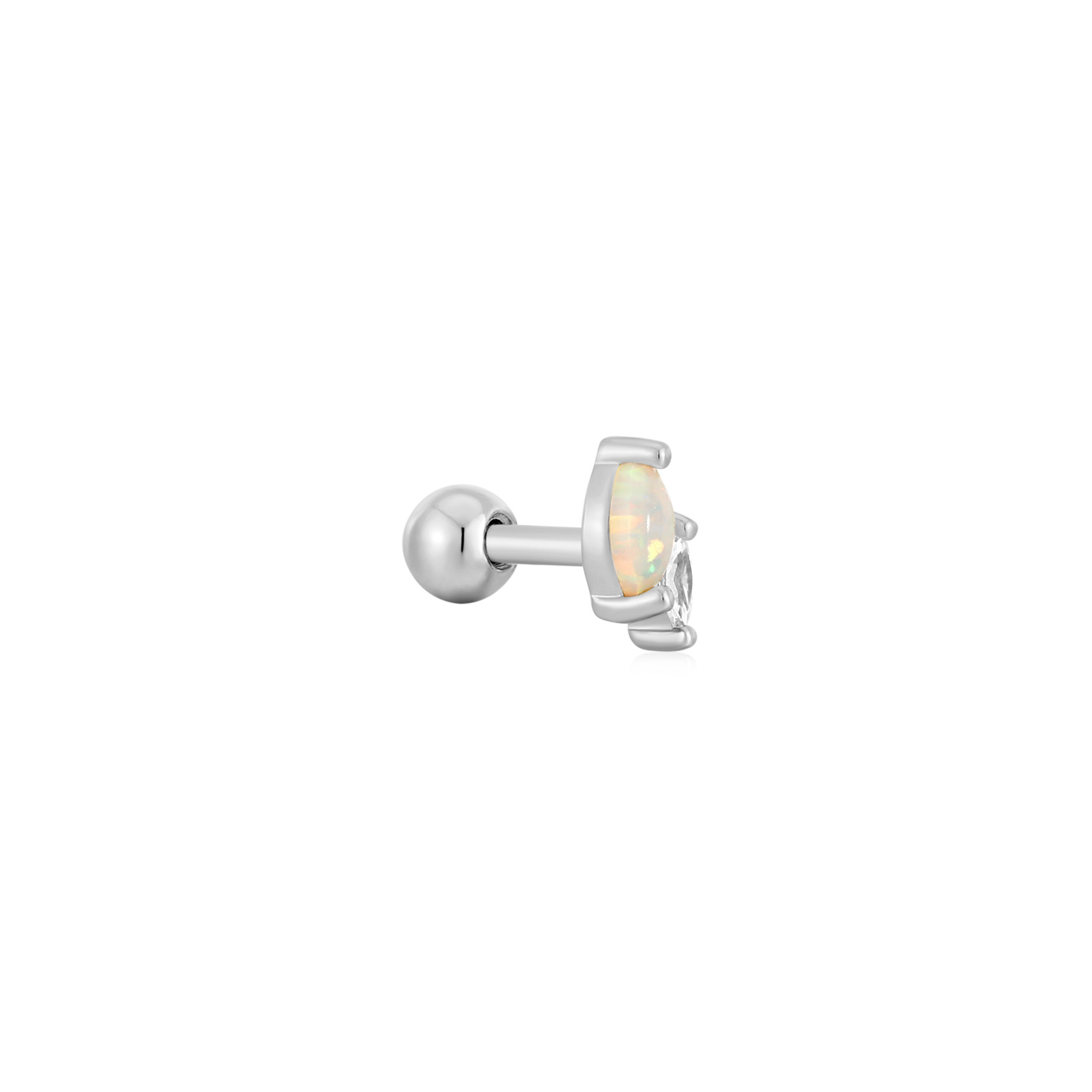 Kyoto Opal and Sparkle Marquise Barbell Single Piercing - Zilver-1