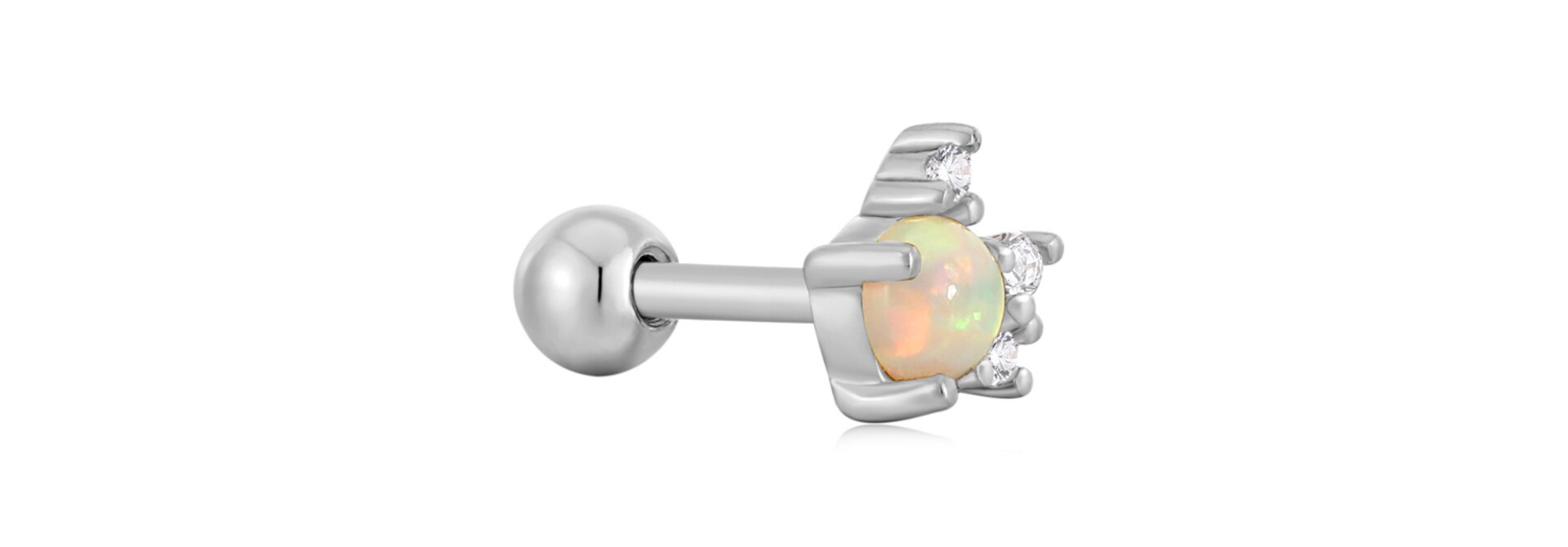 Kyoto Opal Sparkle Crown Barbell Single Piercing - Zilver