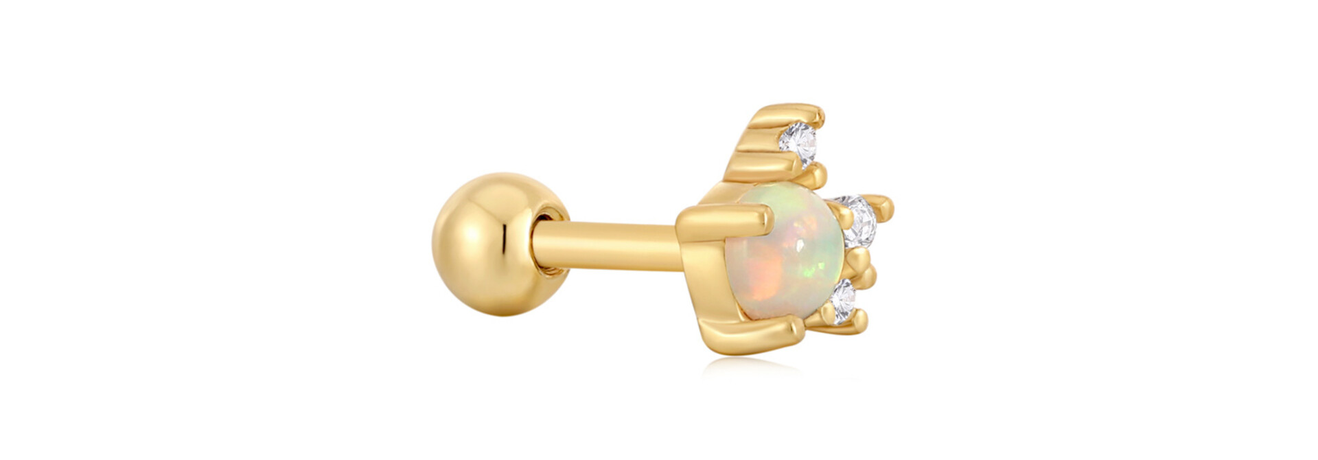 Kyoto Opal Sparkle Crown Barbell Single Piercing- Gold plated