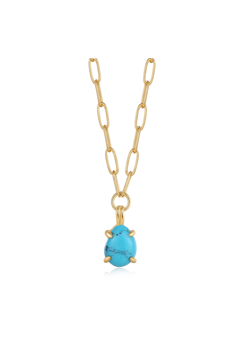 Turquoise Chunky Chain Drop Pendant Necklace