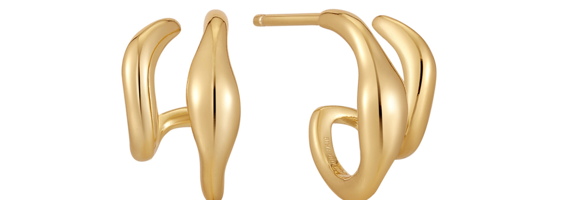 Wave Double Hoop Studs - Gold plated