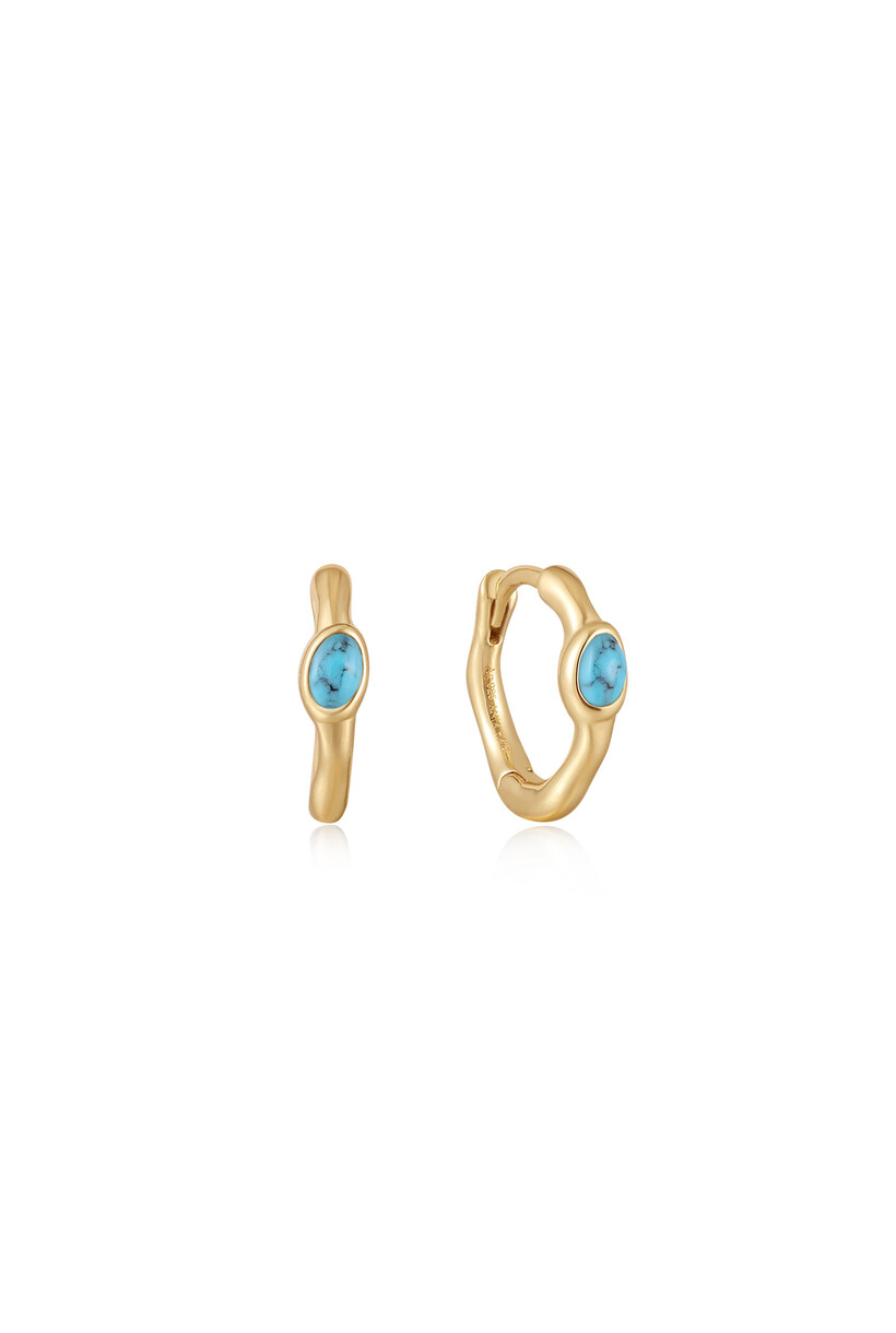 Turquoise Wave Huggie Hoop Earrings