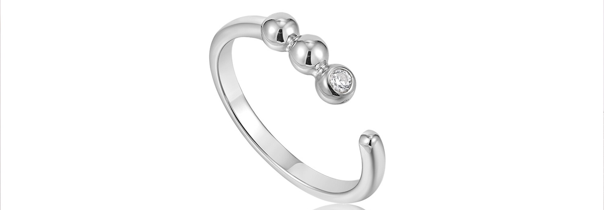 Orb Sparkle Verstelbare Ring - Zilver