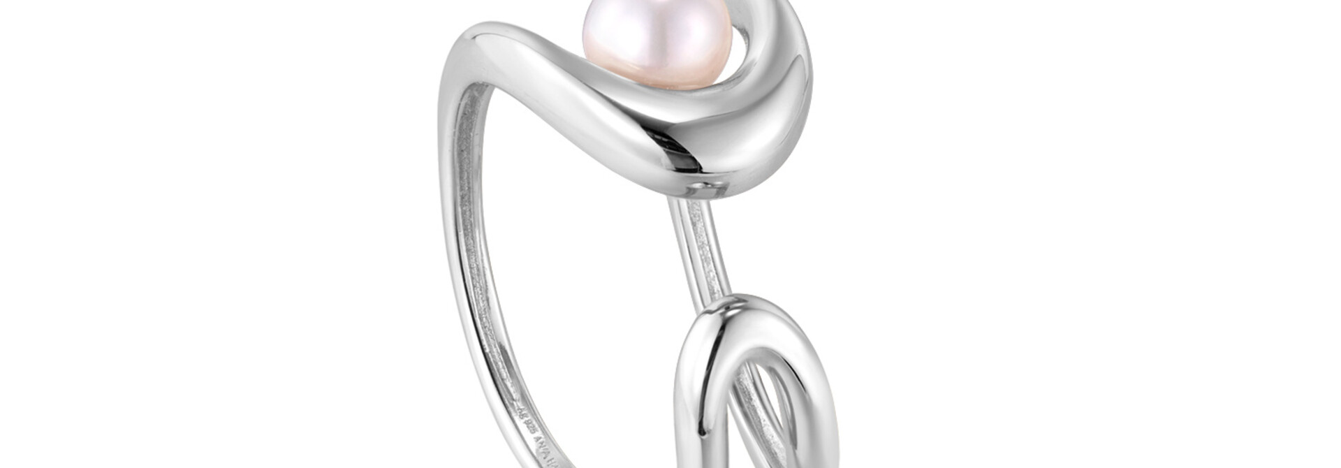 Pearl Sculpted Verstelbare Ring - Zilver