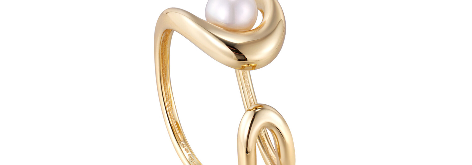Pearl Sculpted Verstelbare Ring   - Gold plated
