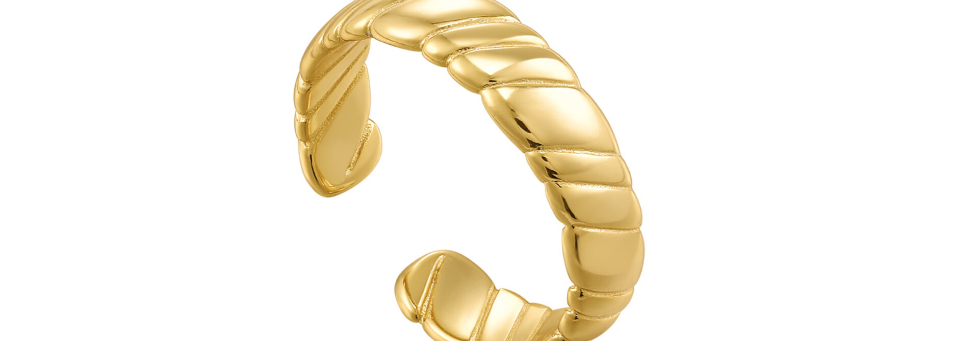 Smooth Twist Wide Band Ring - Gold plated