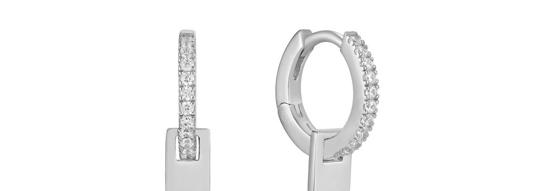 Glam Pendant Huggie Oorringen - Zilver