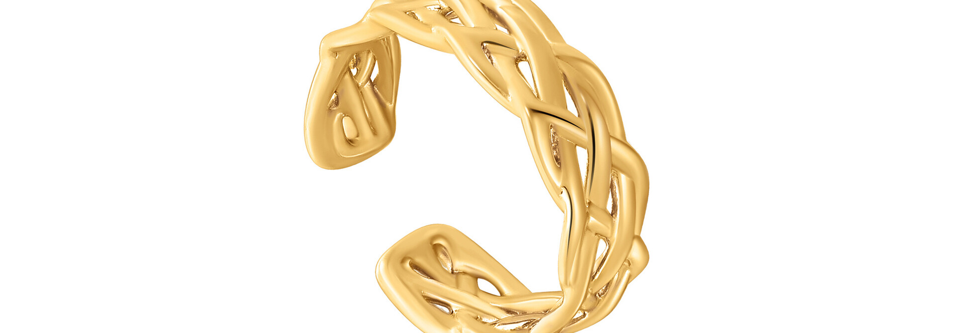 Rope Wide Verstelbare Ring   - Gold plated