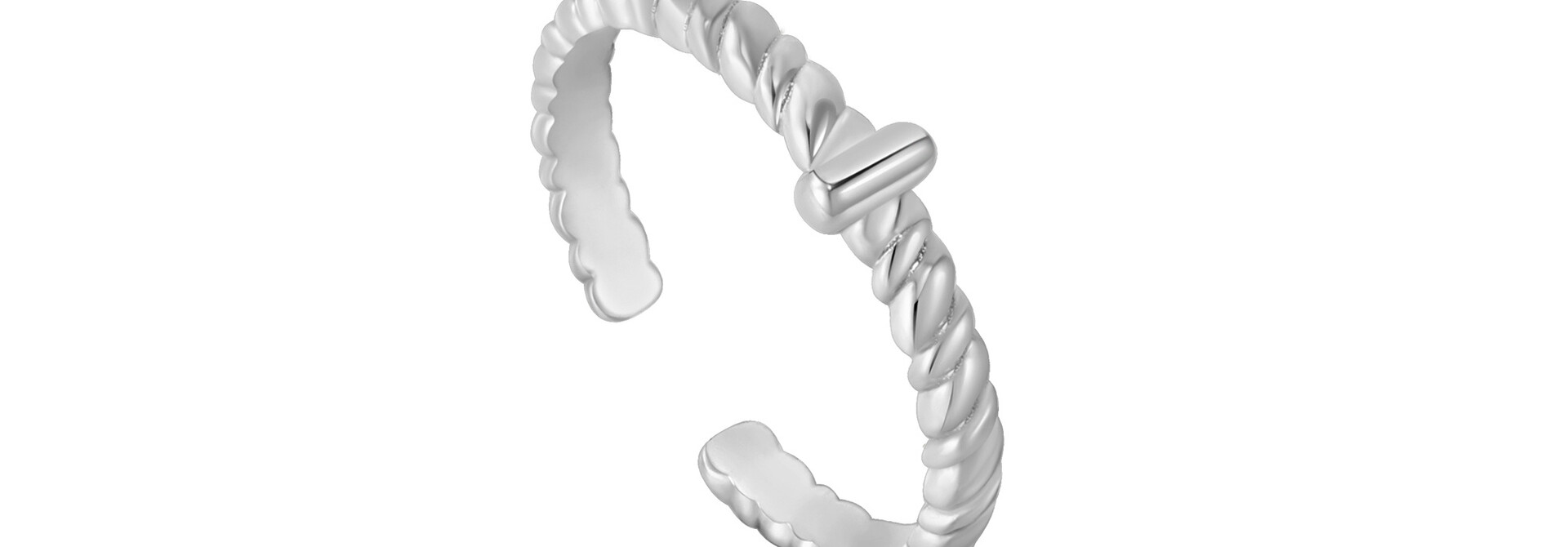Rope Twist Verstelbare Ring - Zilver