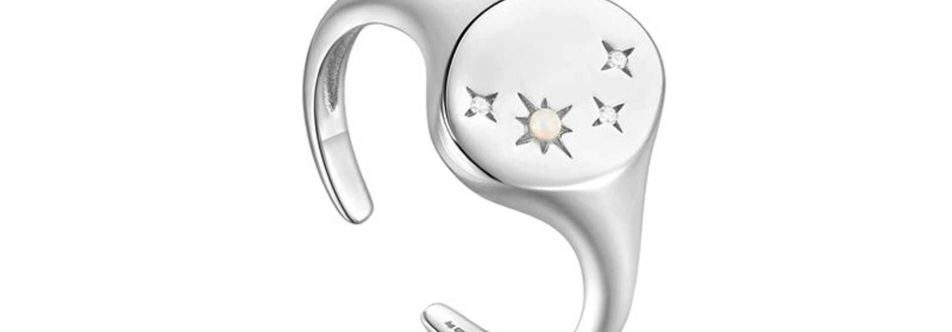 Starry Kyoto Opal Adjustable Signet Ring - Zilver