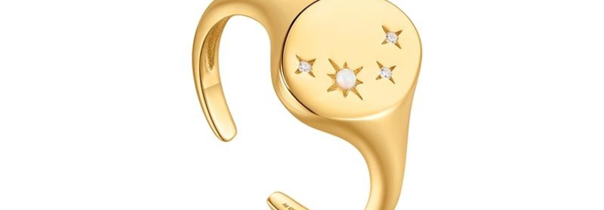 Starry Kyoto Opal Adjustable Signet Ring - Gold plated