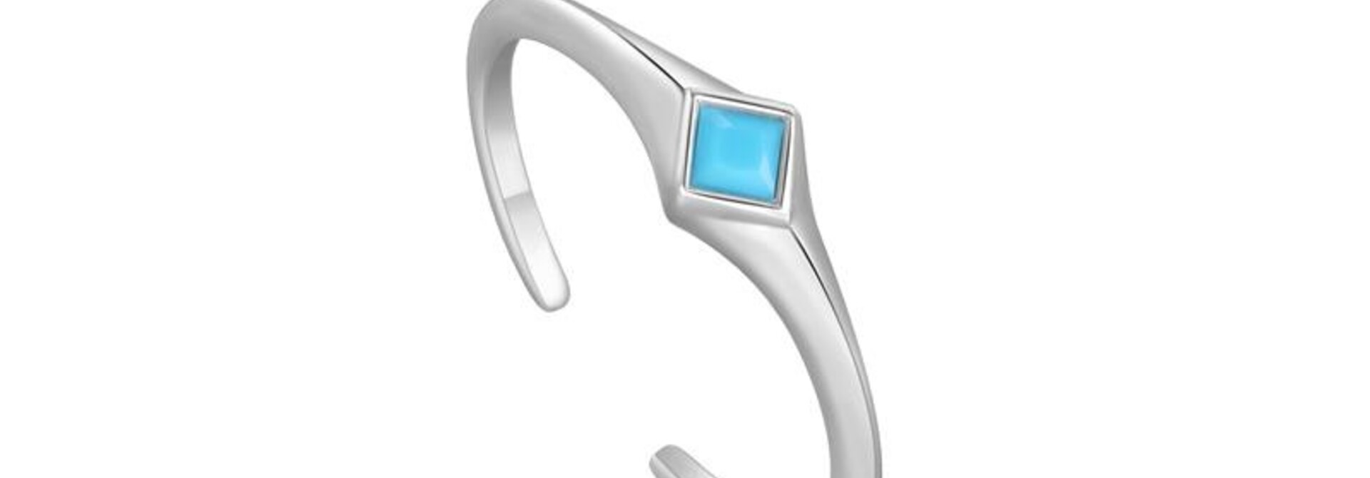 Turquoise Mini Signet Verstelbare Ring - Zilver