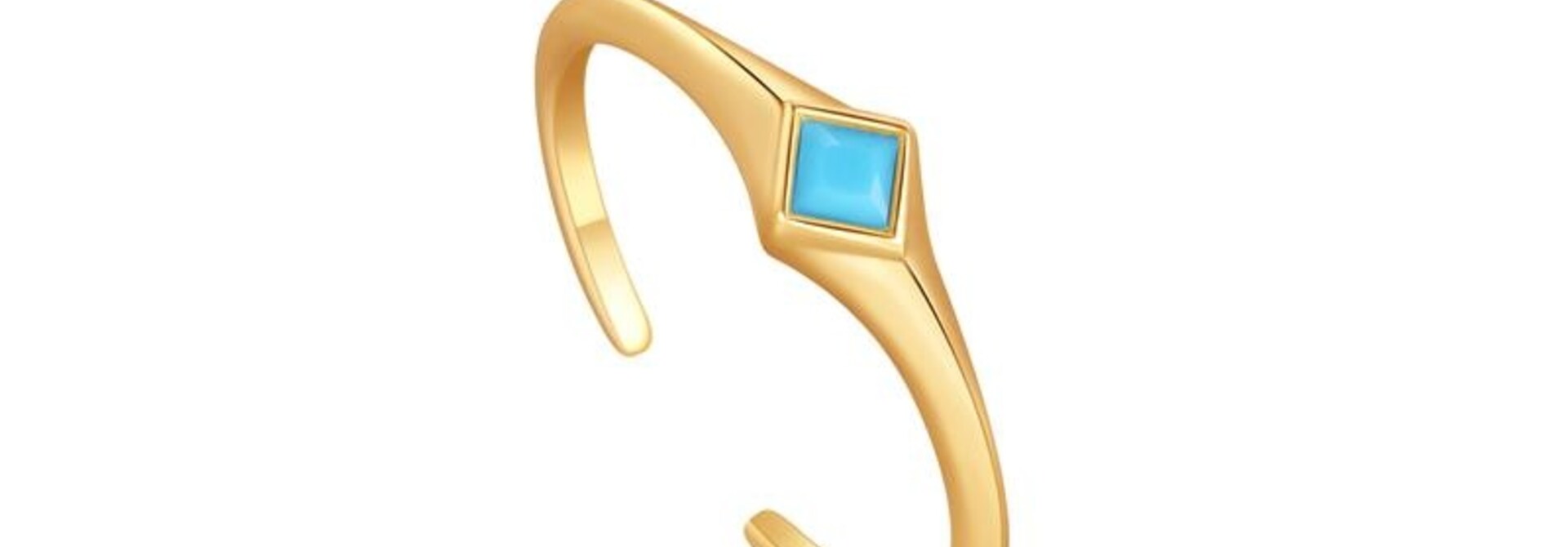 Turquoise Mini Signet Verstelbare Ring   - Gold plated