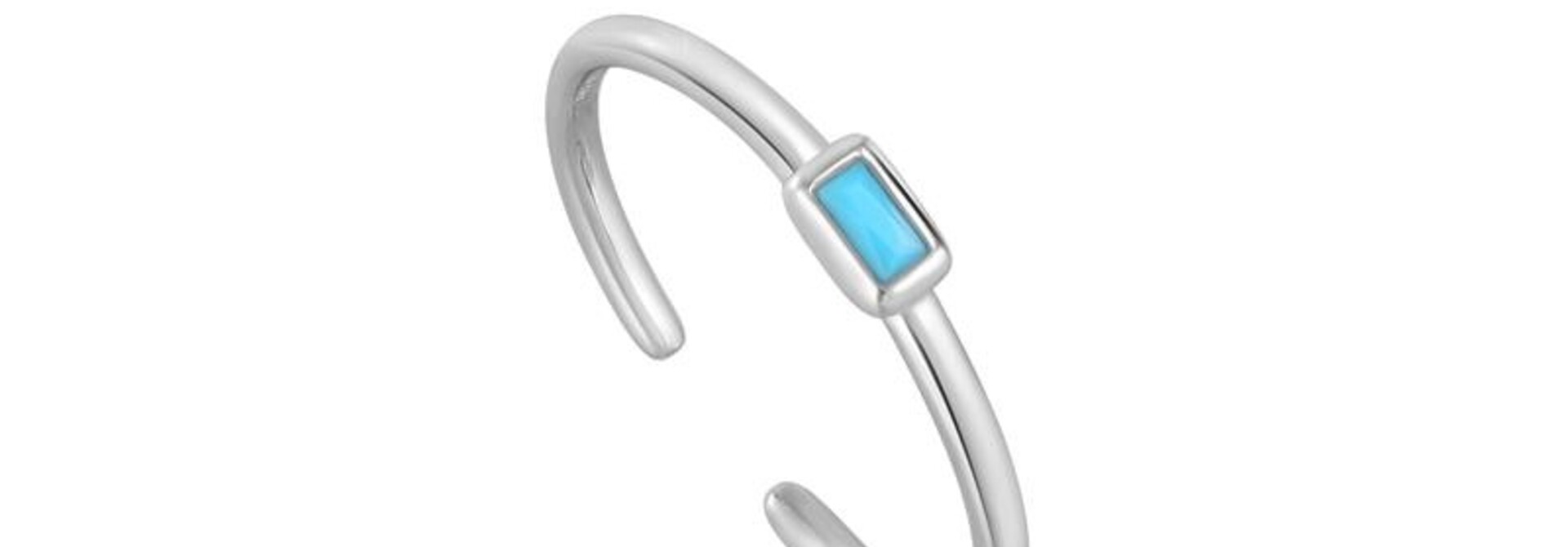Turquoise Band Verstelbare Ring - Zilver