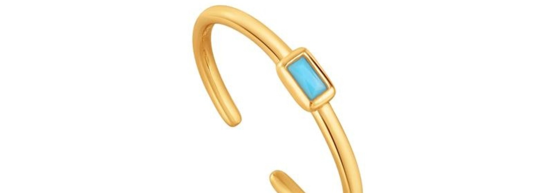Turquoise Band Verstelbare Ring   - Gold plated