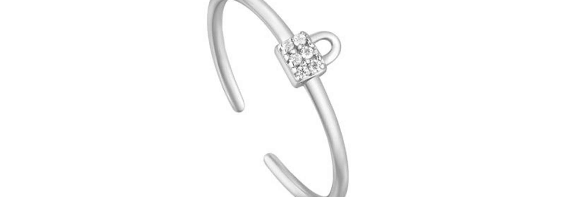Padlock Sparkle Verstelbare Ring - Zilver