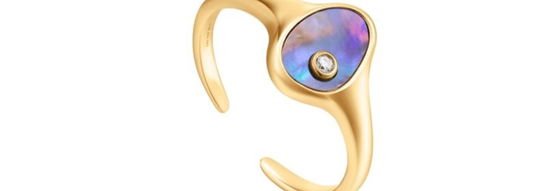 Tidal Abalone Verstelbare Signet Ring - Gold plated