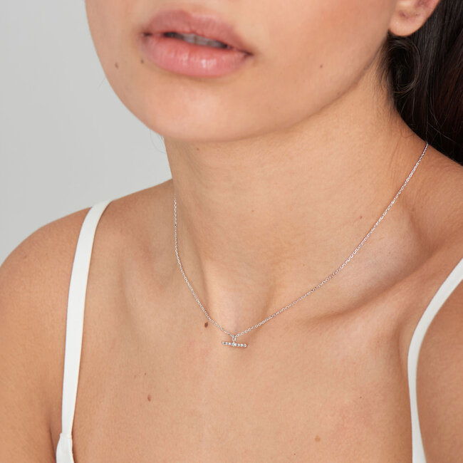 Zilveren touw ketting met hanger 45 cm