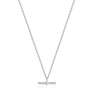 Touw ketting met hanger zilver 45 cm