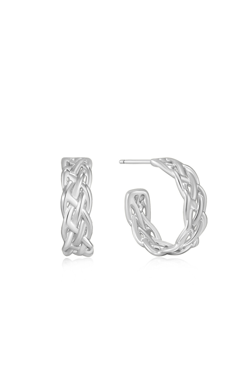 Silver Rope Chunky Hoop Earrings