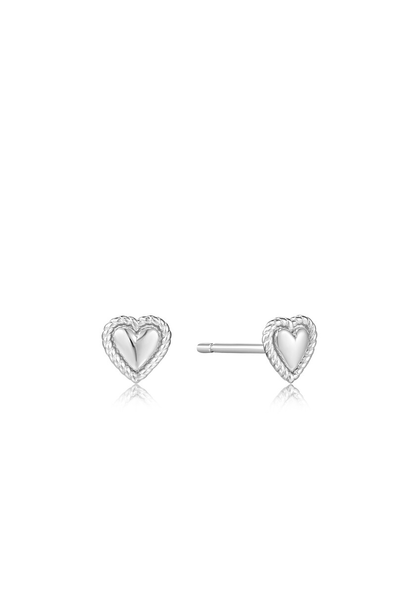 Silver Rope Heart Stud Earrings