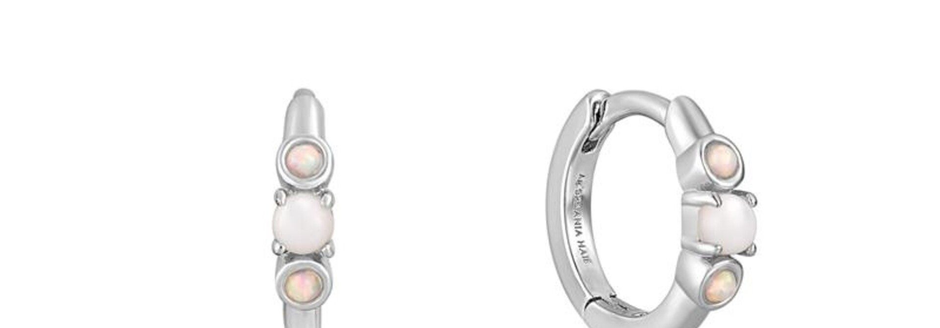 Mother of Pearl and Kyoto Opal Huggie Oorringen - Zilver