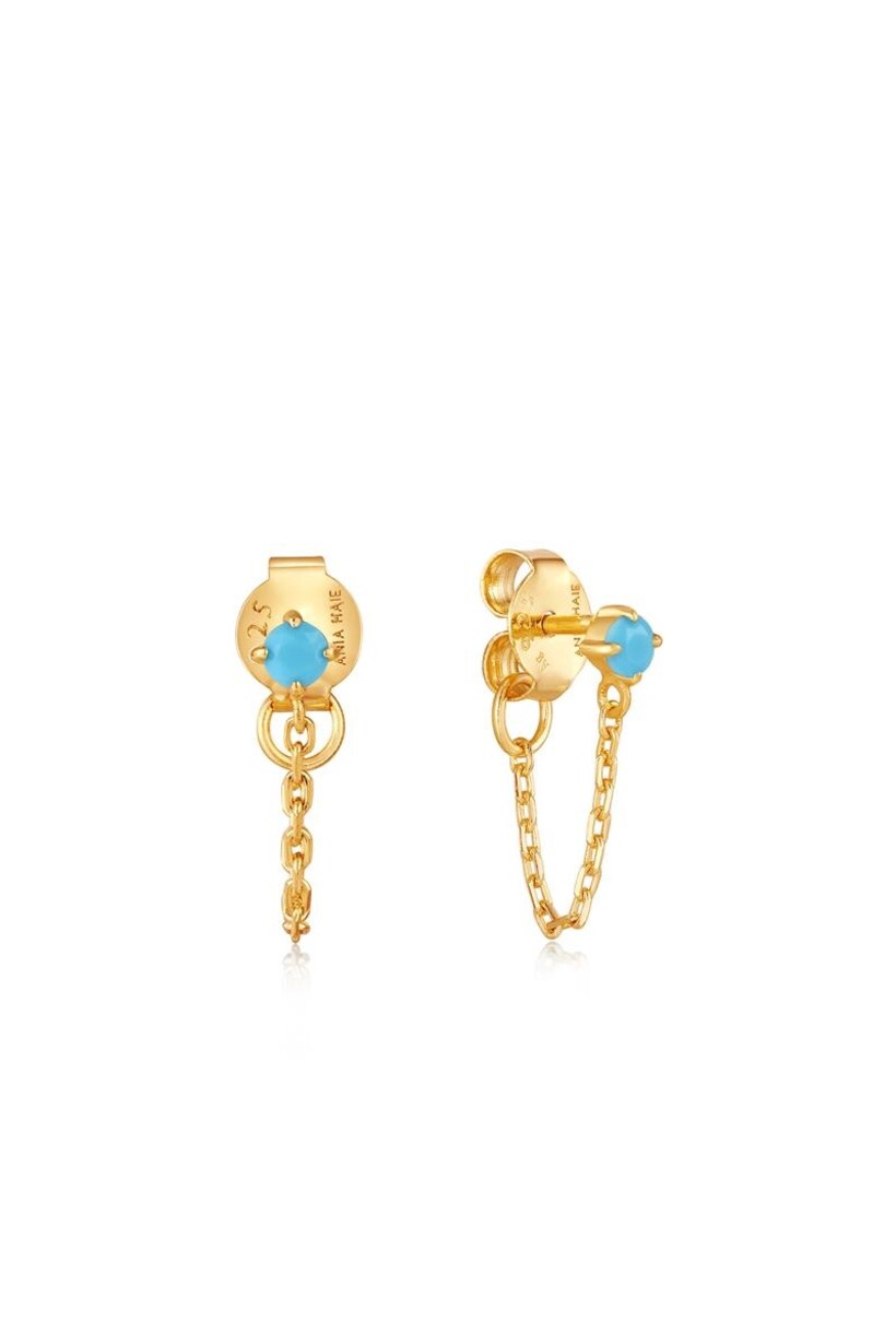 Turquoise Chain Drop Stud Oorbellen