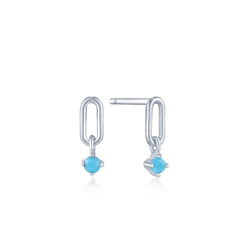 Turquoise Link Studs - Zilver-1