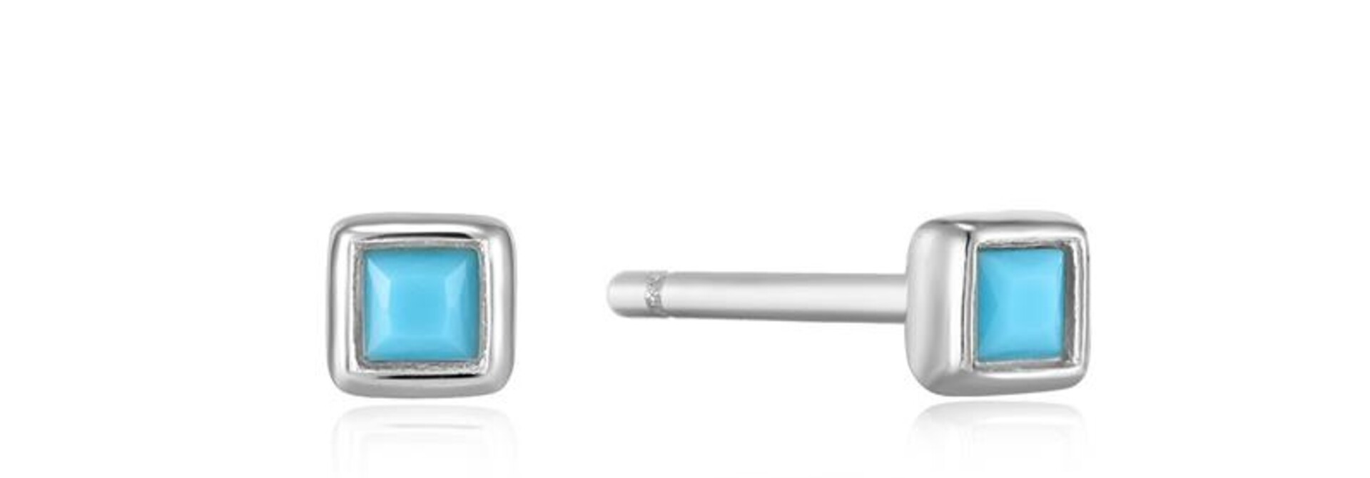 Turquoise Square Studs - Zilver