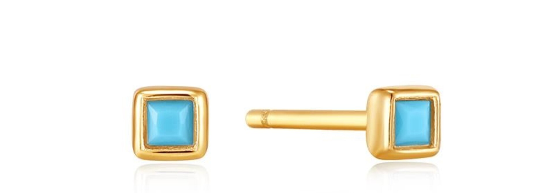 Turquoise Square Studs - Gold plated