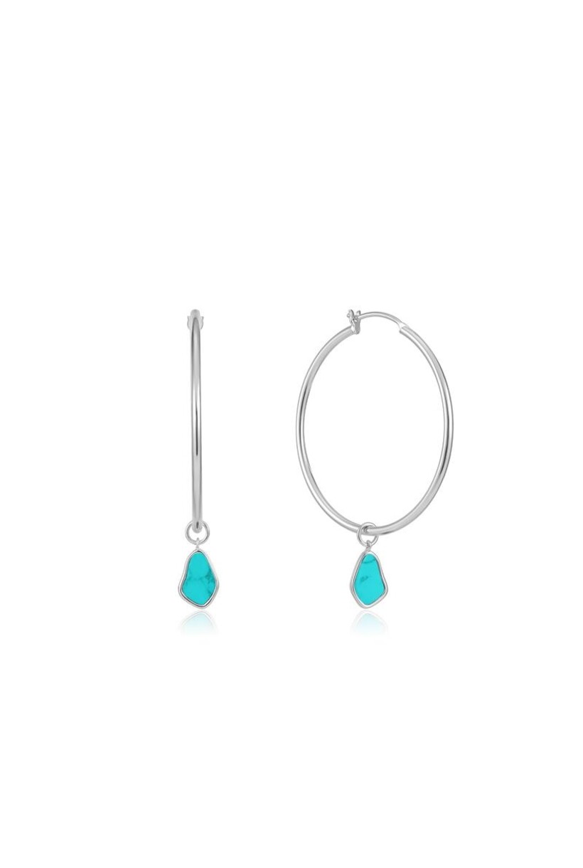 Tidal Turquoise Drop Hoop Earrings