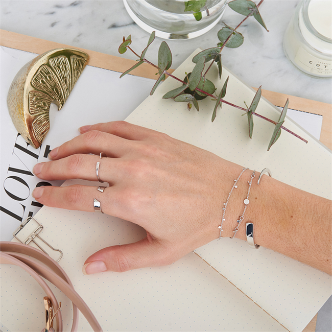 Zilveren jasseron schakelarmband 18,5 cm
