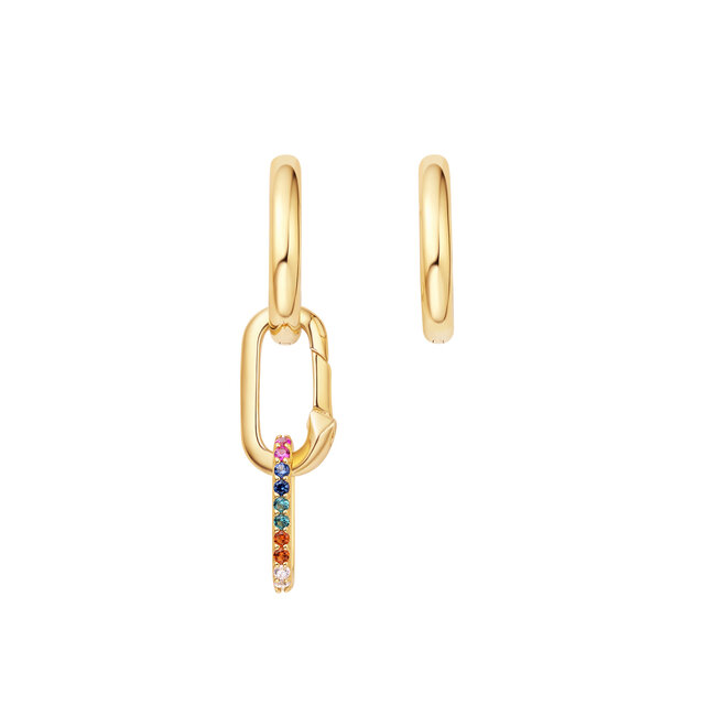 Goudvergulde schakelarmband met zirkonia steentjes 3 cm