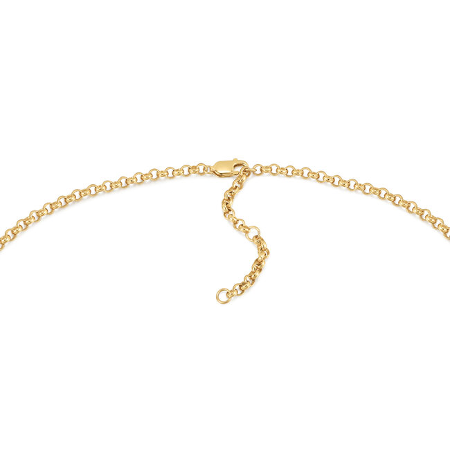 Goudvergulde jasseron schakelketting met zirkonia steentjes