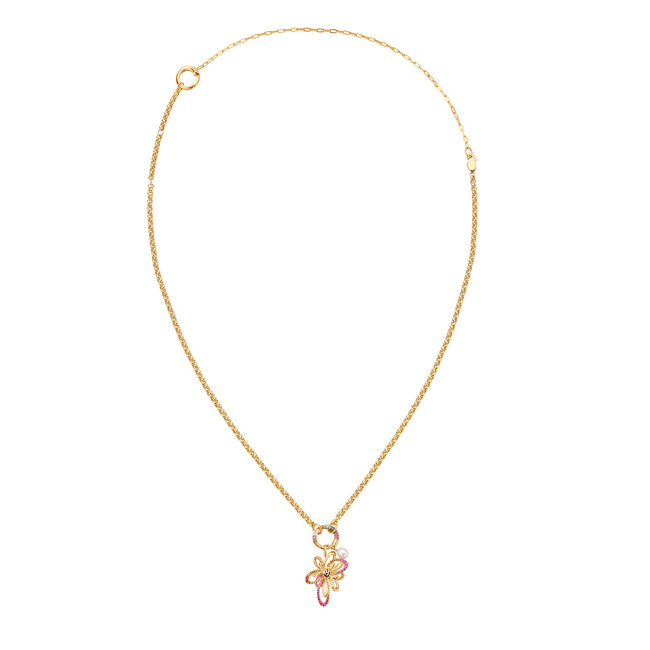 Goudvergulde jasseron schakelketting met zirkonia steentjes