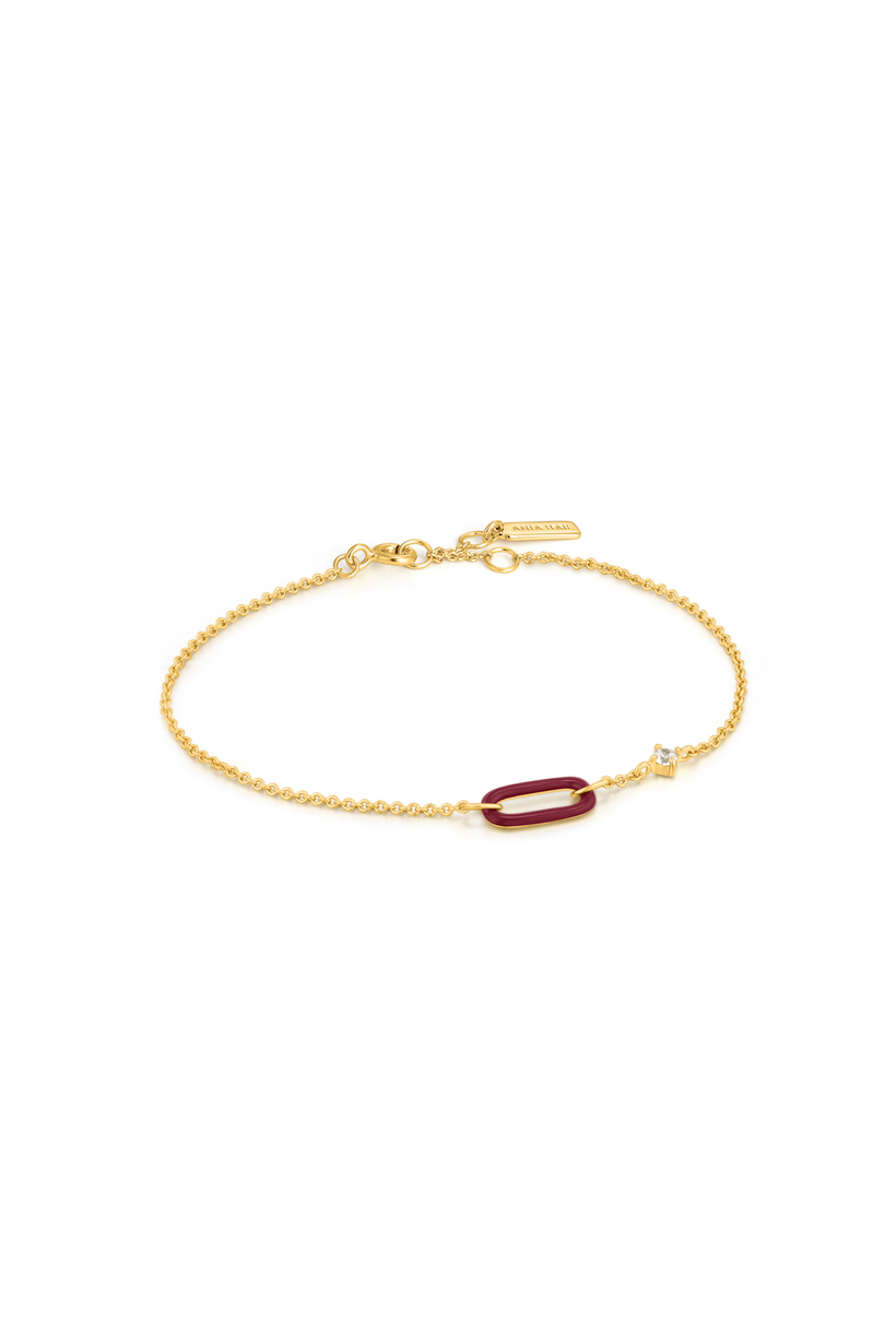 Claret Red Enamel  Link Bracelet