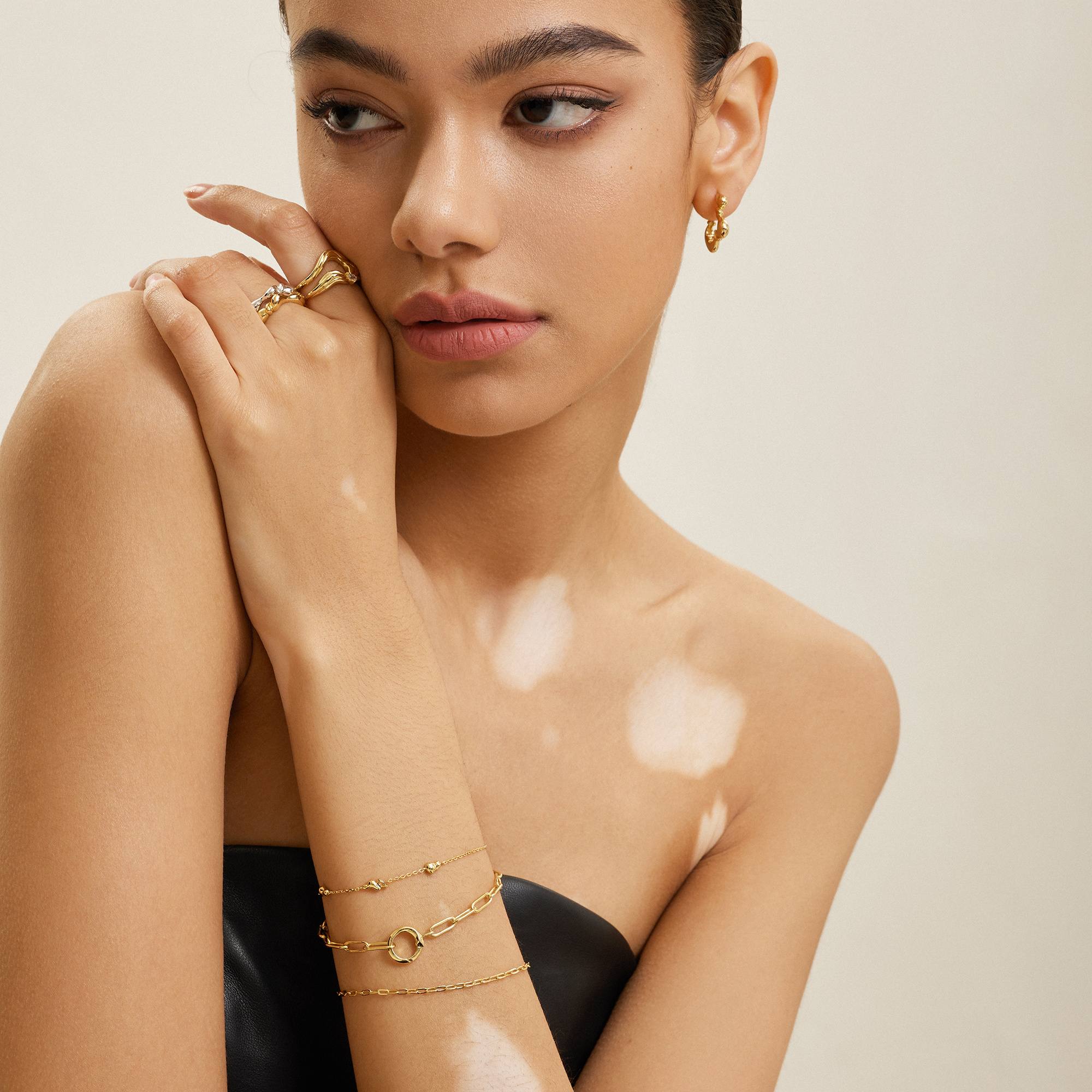 Twisted Wave Chain Armband - Gold plated-2