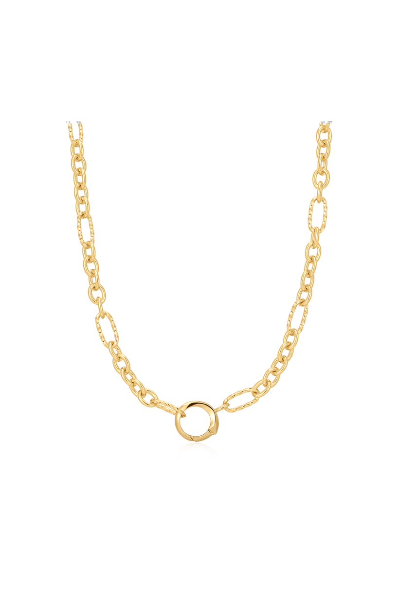Mixed Link Charm Chain Connector Necklace