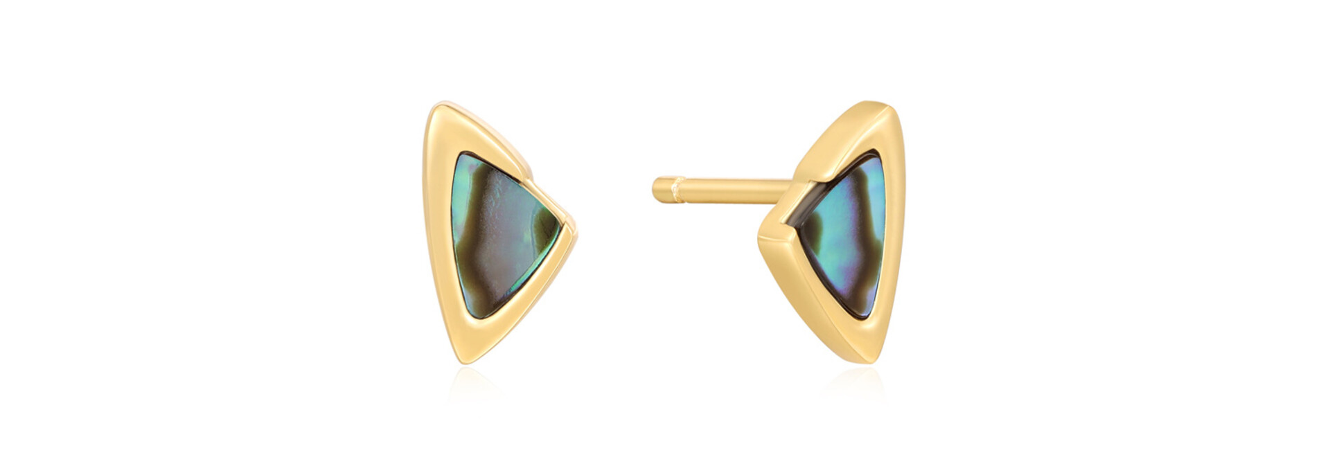 Arrow Abalone Stud Earrings - Gold Plated