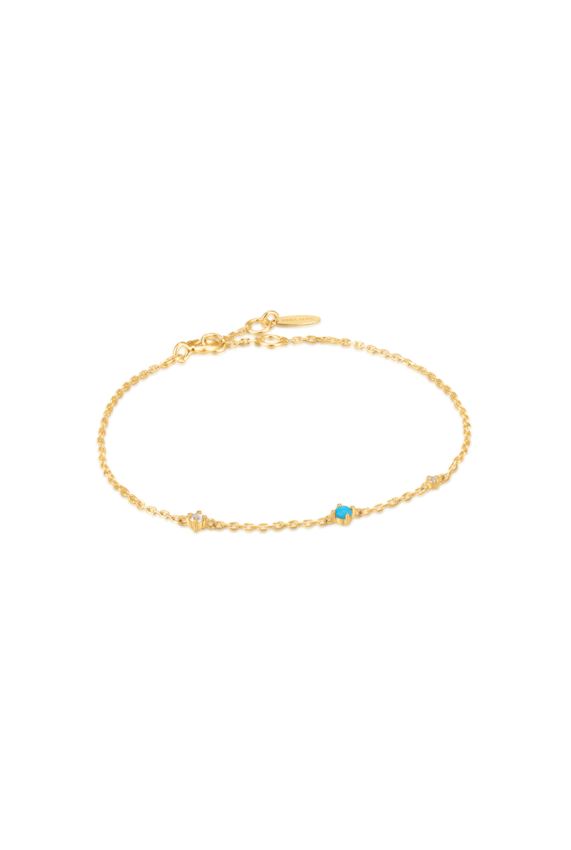 14kt Gold  Turquoise and White Sapphire Bracelet
